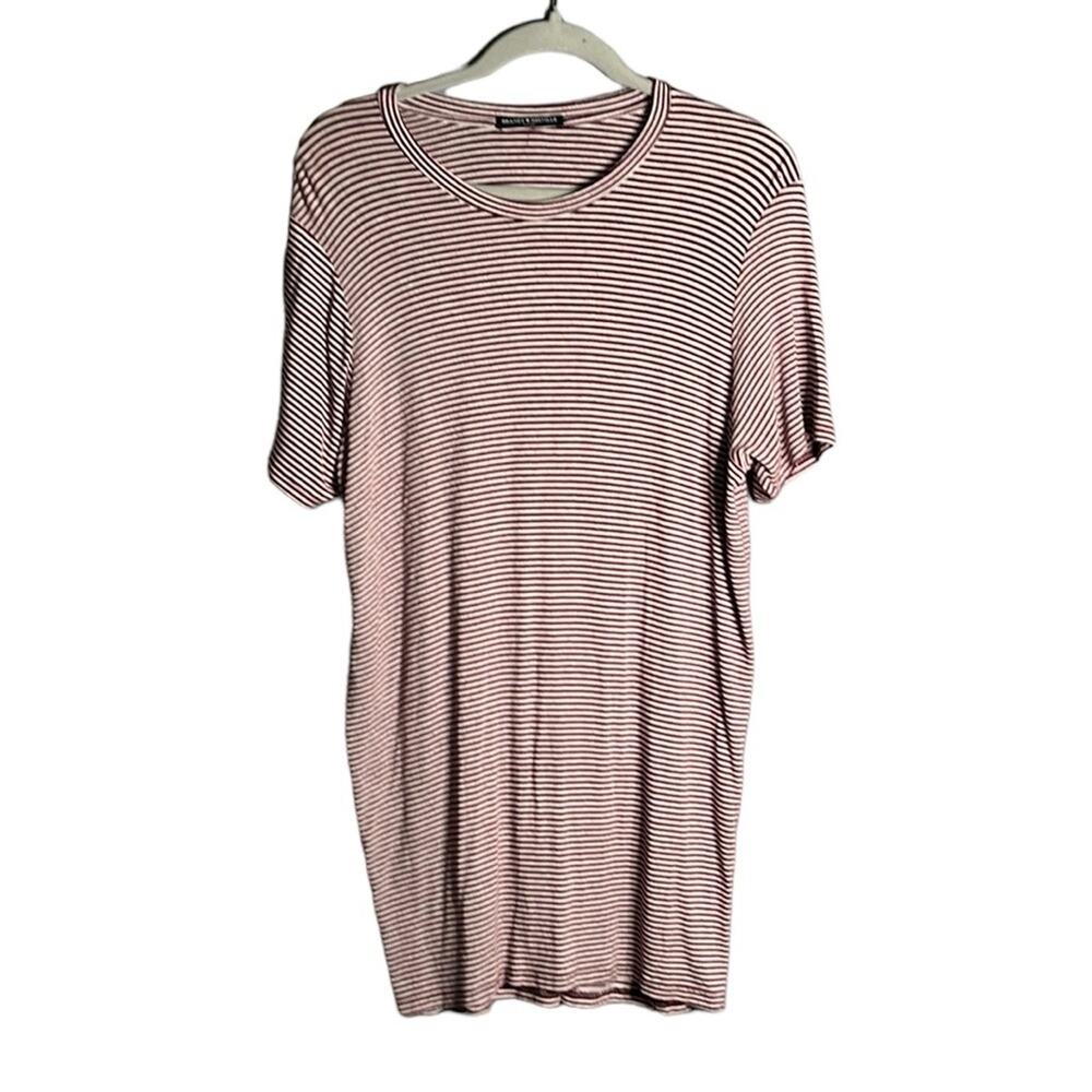 Brandy Melville Red and White Striped Short Sleeve T Shirt Dress One Size